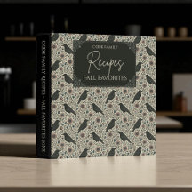 ヴィンテージカラスとフローラレシピバインダー – カスタマイズ可能