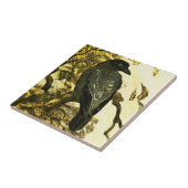 ヴィンテージカラスは枝テオ・ヴァン・ホイテマに止まった タイル (側面)