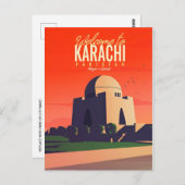 ヴィンテージカラチパキスタン旅行水の色レトロ ポストカード (正面/裏面)