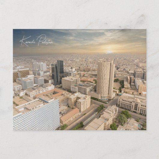 ヴィンテージカラチパキスタン旅行水の色レトロ ポストカード (正面)