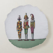 ヴィンテージカラフルお洒落3体のジェスター人形 ラウンドクッション (裏面)