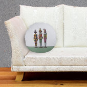 ヴィンテージカラフルお洒落3体のジェスター人形 ラウンドクッション