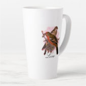 ヴィンテージカラフルかわいい鳥と葉 カフェラテマグ (右アングル)