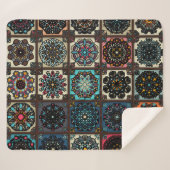 ヴィンテージカラフルとフローラのシームレスなパターン シェルパブランケット (正面(横))