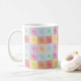 ヴィンテージカラフルなおしゃれフラワーパターンの誕生日 コーヒーマグカップ