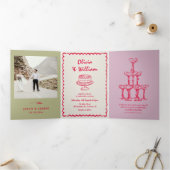 ヴィンテージカラフルの写結婚真 三つ折り招待状 (内部)