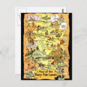 ヴィンテージカラフルの国の地図 ポストカード (正面/裏面)