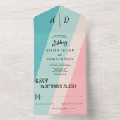 ヴィンテージカラフルの夏のすべてのワンウェディング招待 オールインワン招待状 (内側)