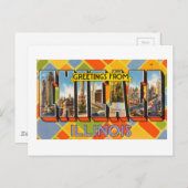 ヴィンテージカラフルの挨拶シカゴイリノイ ポストカード (正面/裏面)