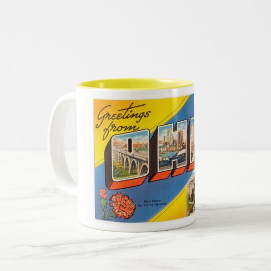 ヴィンテージカラフルの挨拶 ツートーンマグカップ (正面左)