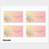 ヴィンテージカラフルの花とレース 長方形シール (シート)