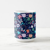 ヴィンテージカラフルの花と蝶のパターン コーヒーマグカップ (中央)