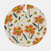 ヴィンテージカラフルの花柄。 ガラスオーナメント (裏面)