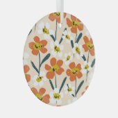 ヴィンテージカラフルの花柄。 ガラスオーナメント (正面右)