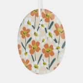 ヴィンテージカラフルの花柄。 ガラスオーナメント (正面左)