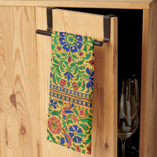 ヴィンテージカラフルの花柄 キッチンタオル (三つ折り)