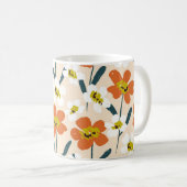 ヴィンテージカラフルの花柄。 コーヒーマグカップ (正面右)