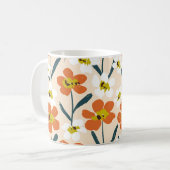 ヴィンテージカラフルの花柄。 コーヒーマグカップ (正面左)