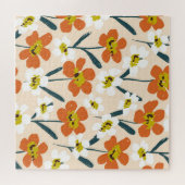 ヴィンテージカラフルの花柄。 ジグソーパズル (横)