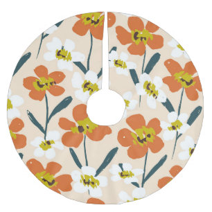 ヴィンテージカラフルの花柄。 ブラッシュドポリエステルツリースカート