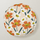 ヴィンテージカラフルの花柄。 ラウンドクッション (裏面)