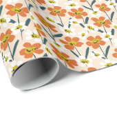 ヴィンテージカラフルの花柄。 ラッピングペーパー (ロールコーナー)