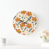 ヴィンテージカラフルの花柄。 ラージ壁時計 (ホーム)