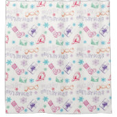 ヴィンテージカラフルの陽気なクリスマス シャワーカーテン (正面)