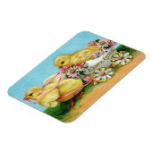 ヴィンテージカラフルの雛と花イースター マグネット (左側)