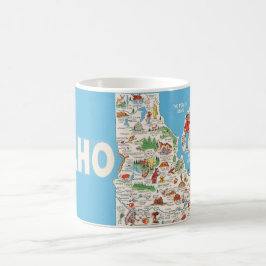 ヴィンテージカラフルアイダホの地図 コーヒーマグカップ