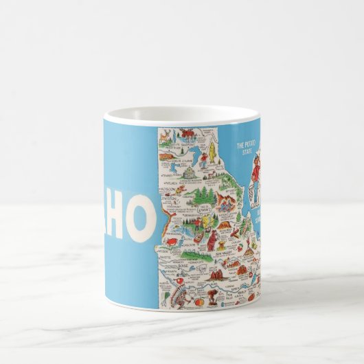 ヴィンテージカラフルアイダホの地図 コーヒーマグカップ (中央)