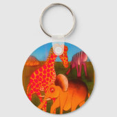 ヴィンテージカラフルアフリカ野生動物色デザイン キーホルダー (正面)