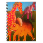 ヴィンテージカラフルアフリカ野生動物色デザイン ノートブック (正面)