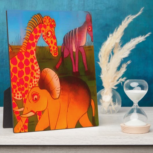 ヴィンテージカラフルアフリカ野生動物色デザイン フォトプラーク (側面)