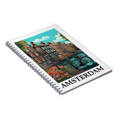 ヴィンテージカラフルアムステルダムオランダカナルビュー ノートブック (右側)