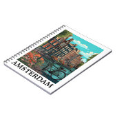 ヴィンテージカラフルアムステルダムオランダカナルビュー ノートブック (左側)