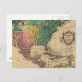 ヴィンテージカラフルアメリカの地図 ポストカード (正面/裏面)