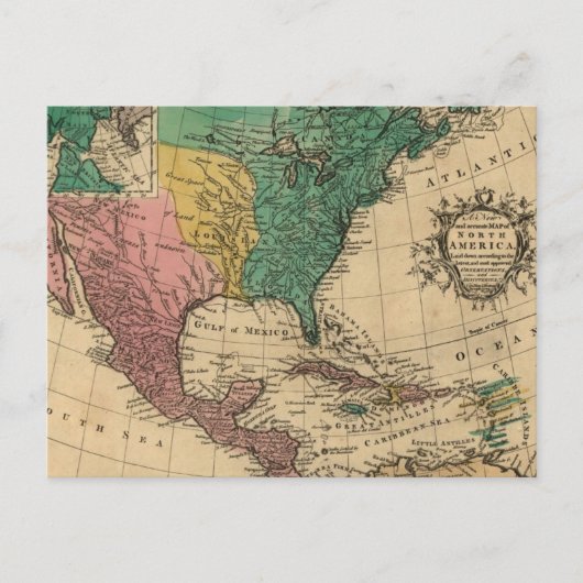 ヴィンテージカラフルアメリカの地図 ポストカード (正面)