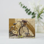 ヴィンテージカラフルイエロー自転車 ポストカード (スタンド正面)