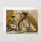 ヴィンテージカラフルイエロー自転車 ポストカード (正面/裏面)