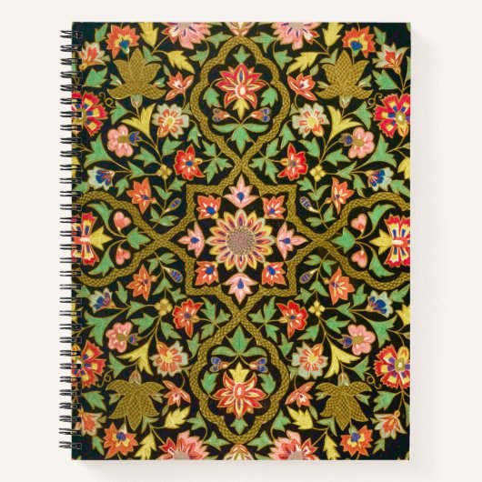 ヴィンテージカラフルインディアンフローラ刺繍プリント ノートブック (正面)