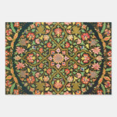 ヴィンテージカラフルインディアンフローラ刺繍プリント ラッピングペーパーシート (正面)