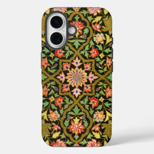 ヴィンテージカラフルインディアンフローラ刺繍プリント iPhone 16ケース