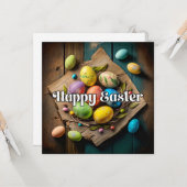 ヴィンテージカラフルイースターエッグコラージュ カード (正面/裏面インサイチュ)