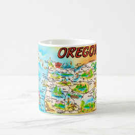 ヴィンテージカラフルオレゴンの地図 コーヒーマグカップ
