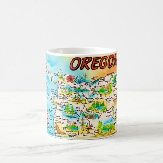 ヴィンテージカラフルオレゴン地図 コーヒーマグカップ (中央)