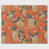 ヴィンテージカラフルオレンジのシームレスパターン ラッピングペーパー (フラット)