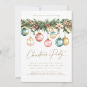 ヴィンテージカラフルオーナメントボーブルクリスマスパーティー 招待状 (正面)