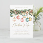 ヴィンテージカラフルオーナメントボーブルクリスマスパーティー 招待状 (スタンド正面)