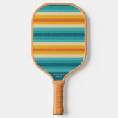 ヴィンテージカラフルカスタムストライプ文字名# ピックルボールラケット (裏面)